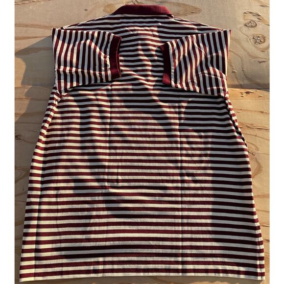 U Mass Athletic Fund Izod Club Men's Polo Shirt Size XL Maroon Striped Long Back - Picture 7 of 7